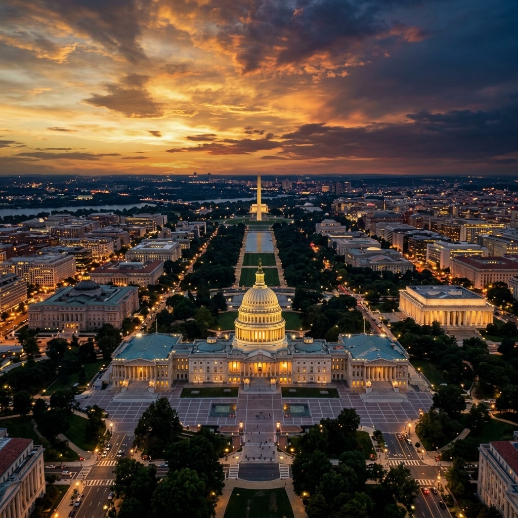 United States Capitol Building at dusk