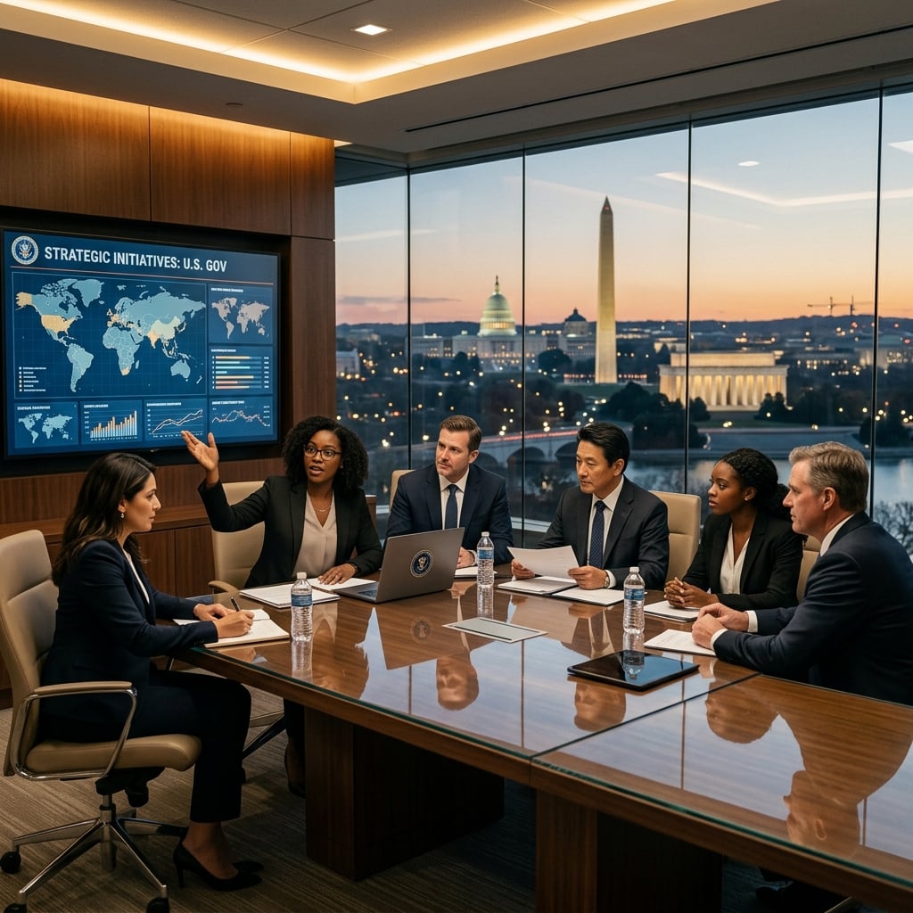 Federal government consulting professionals in meeting